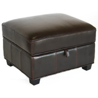 Baxton Studio Leather Ottoman Dark Brown A-136-001-Ottoman